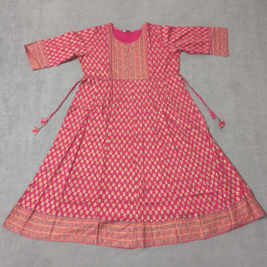 EthnoGlow Pink Umbrella Kurti – Plus Size Ethnic Flare