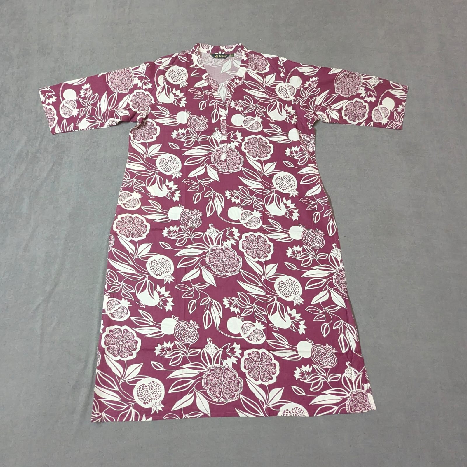 Pocket Style Maroon Cotton Kurti – Plus Size Straight Fit