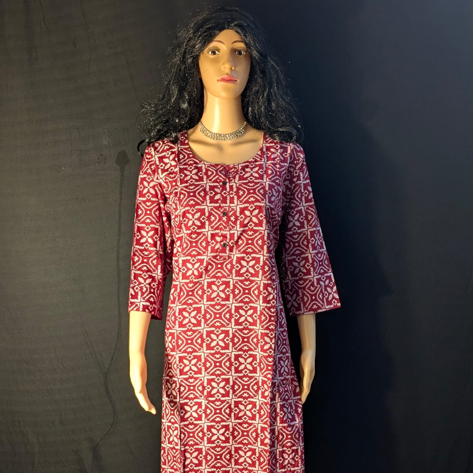 Red Straight-Cut Capsule Kurti with White